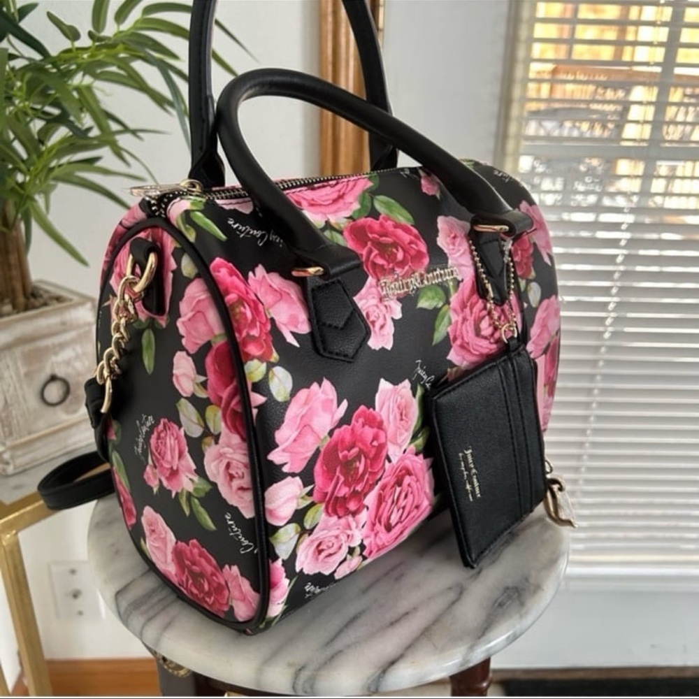 Juicy Couture Black and Pink Floral Women's Bag - Picture 3 of 8